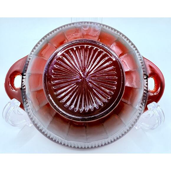 Anchor Hocking Ruby Red Depression Glass Coronation Berry Bowls Set of 4 Vintage - Picture 4 of 8